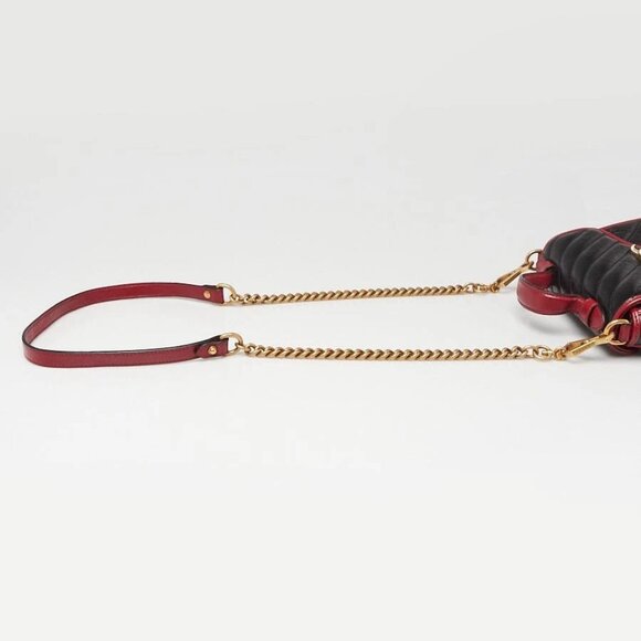 Gucci Black/Red Quilted Leather Marmont Mini Torchon Top Handle Crossbody Bag - Picture 6 of 12